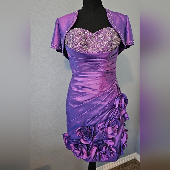 HP💖Kiss Kiss Beautiful Purple 2 Pc Party Dress~Size 6~Intricate Detail~Like-New - Picture 2 of 4